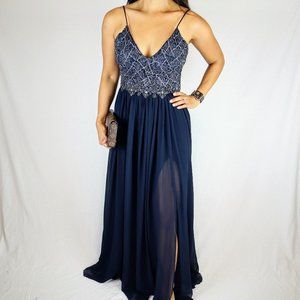 Badgley Mischka Navy Ballerina Gown 10 